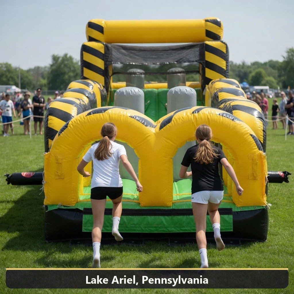 Inflatable obstacle course rental for events in Lake Ariel, Pennsylvania