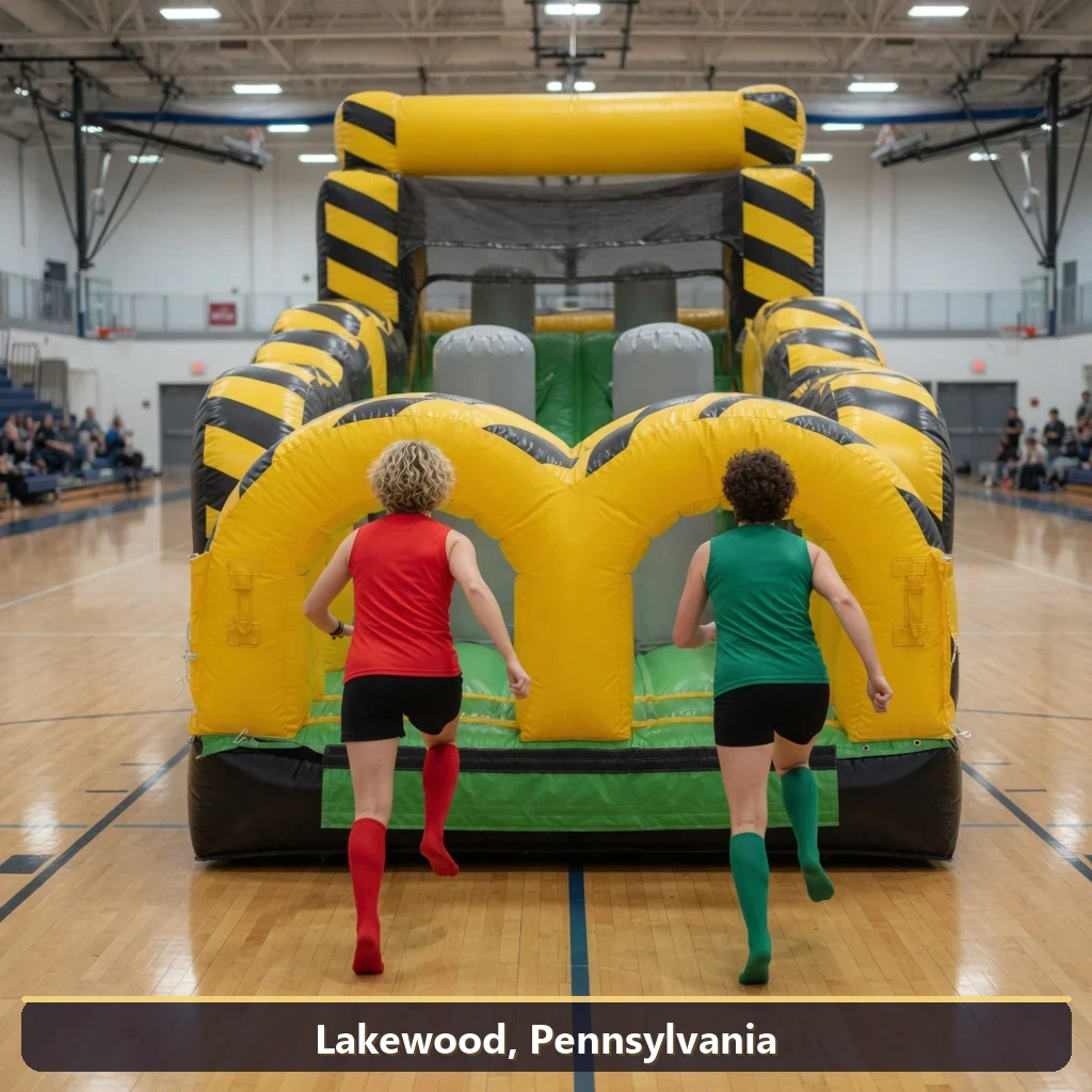 Inflatable obstacle course rental for events in Lakewood, Pennsylvania