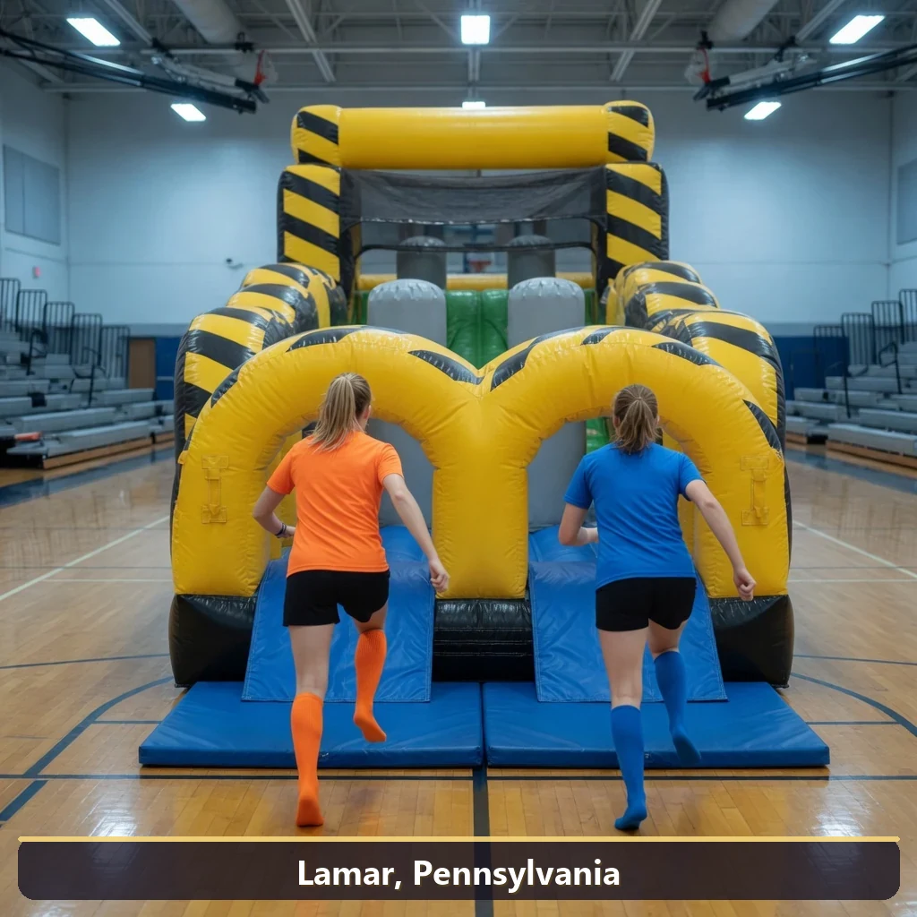 Inflatable obstacle course rental for events in Lamar, Pennsylvania
