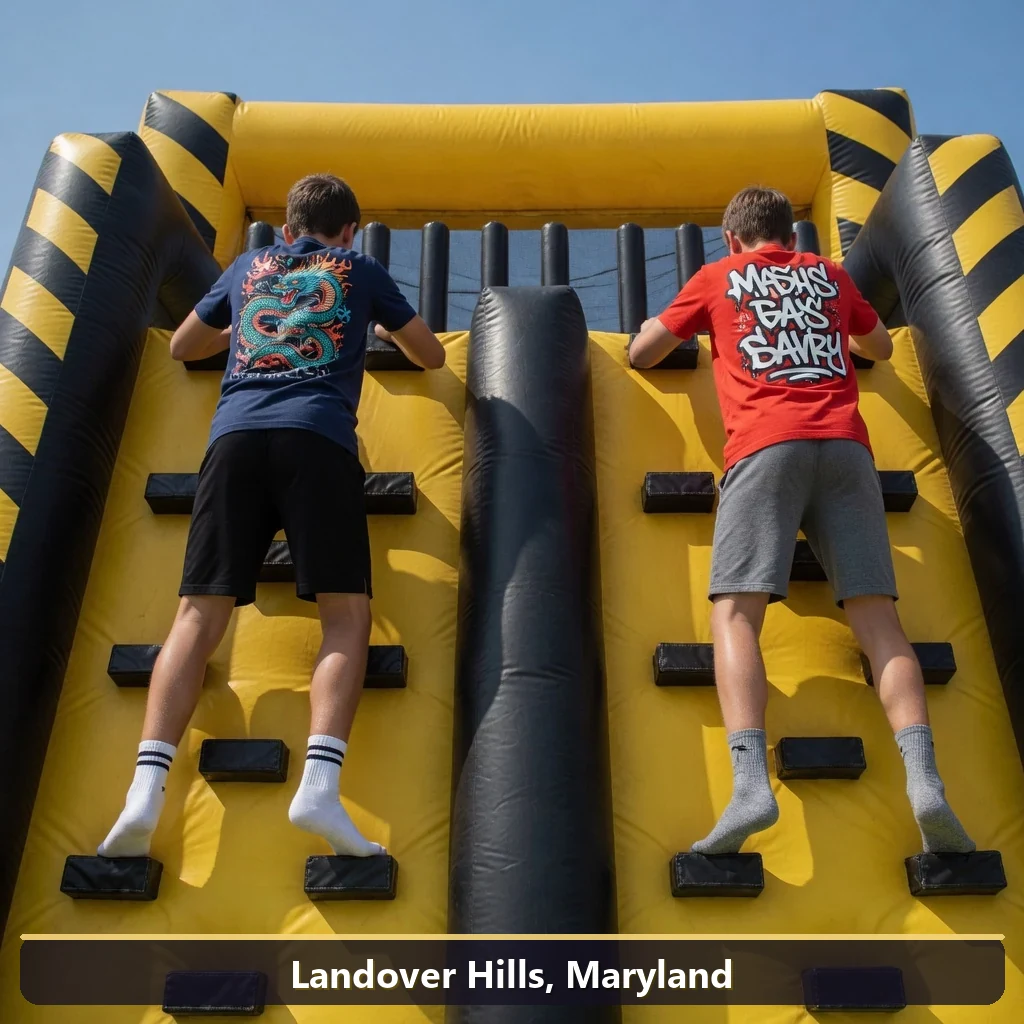 Inflatable obstacle course rental for events in Landover Hills, Maryland