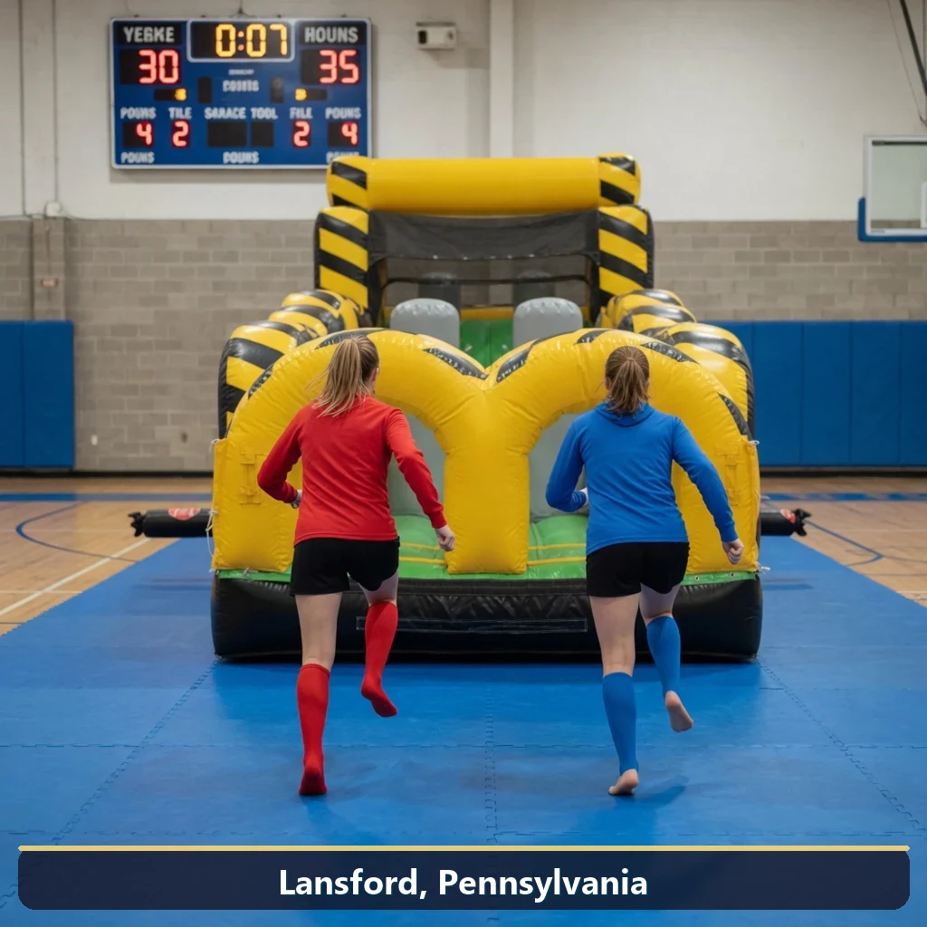 Inflatable obstacle course rental for events in Lansford, Pennsylvania