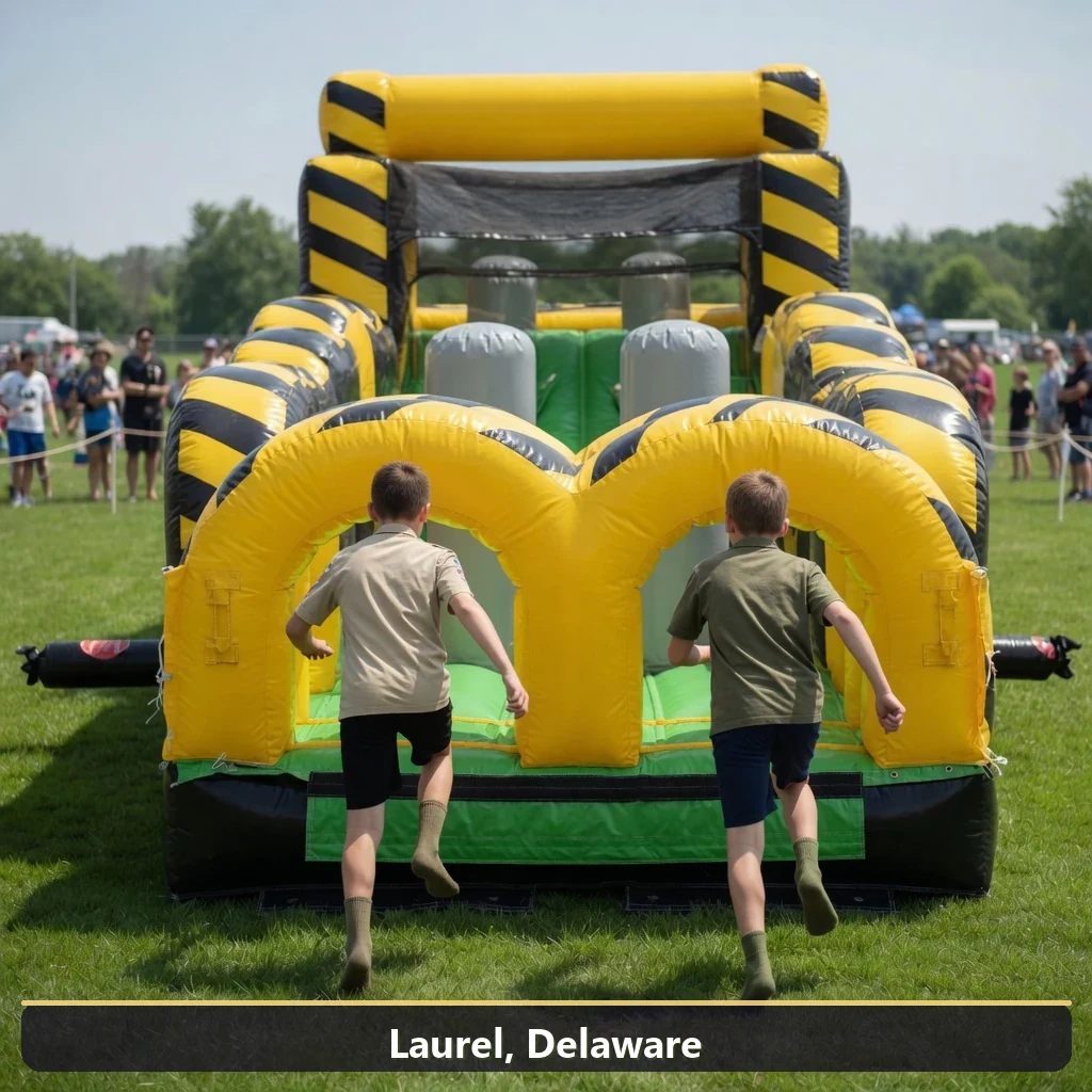 Inflatable obstacle course rental for events in Laurel, Delaware