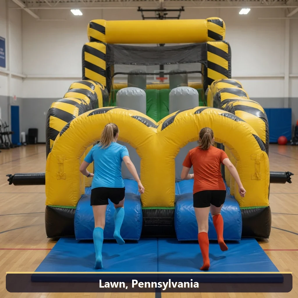 Inflatable obstacle course rental for events in Lawn, Pennsylvania