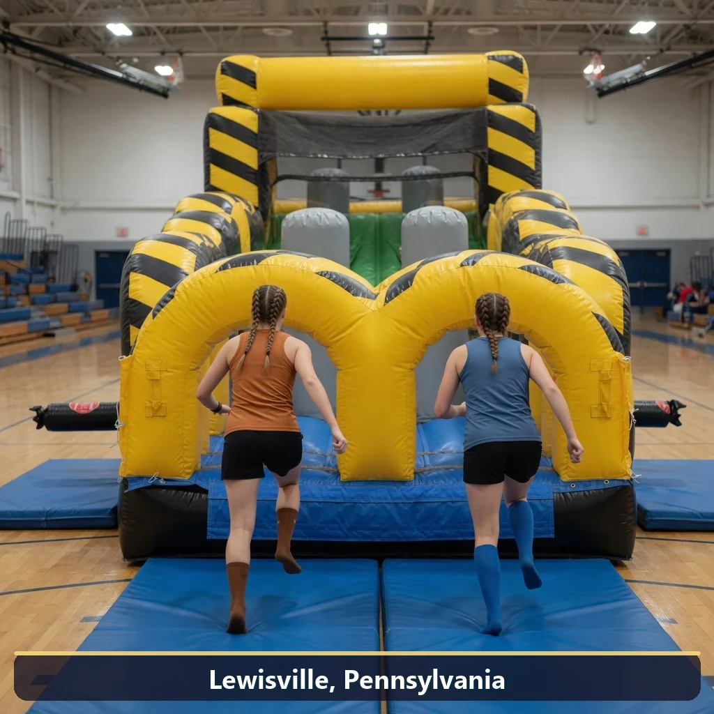 Inflatable obstacle course rental for events in Lewisville, Pennsylvania