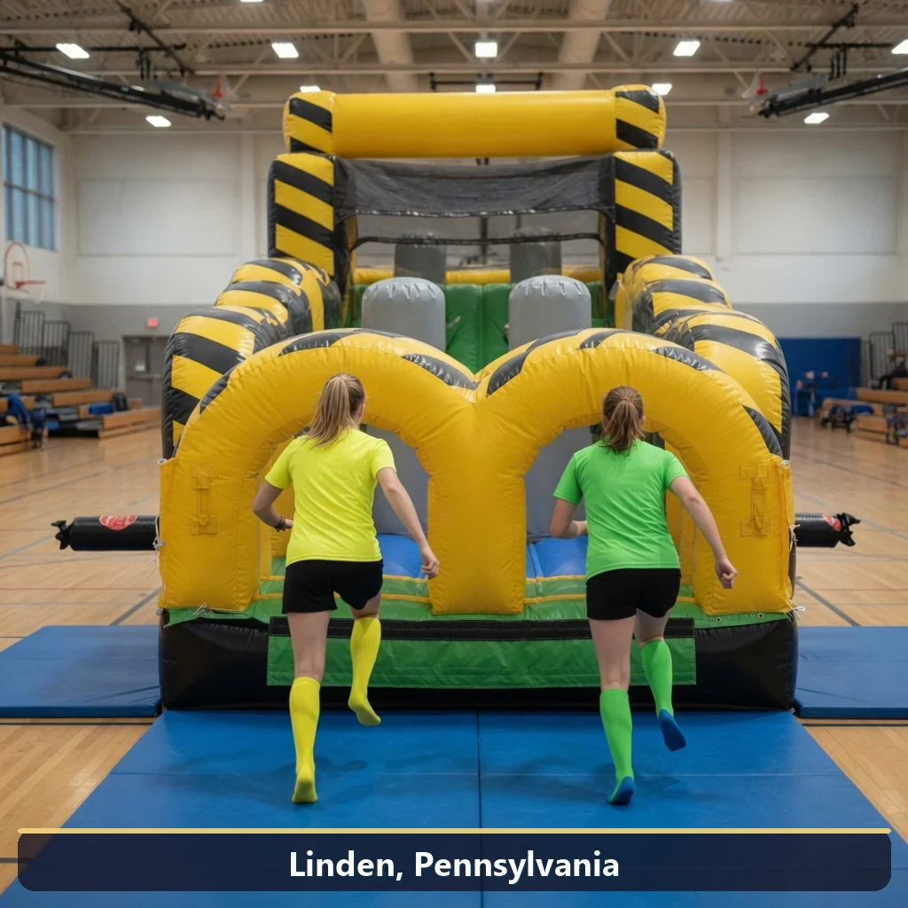 Inflatable obstacle course rental for events in Linden, Pennsylvania