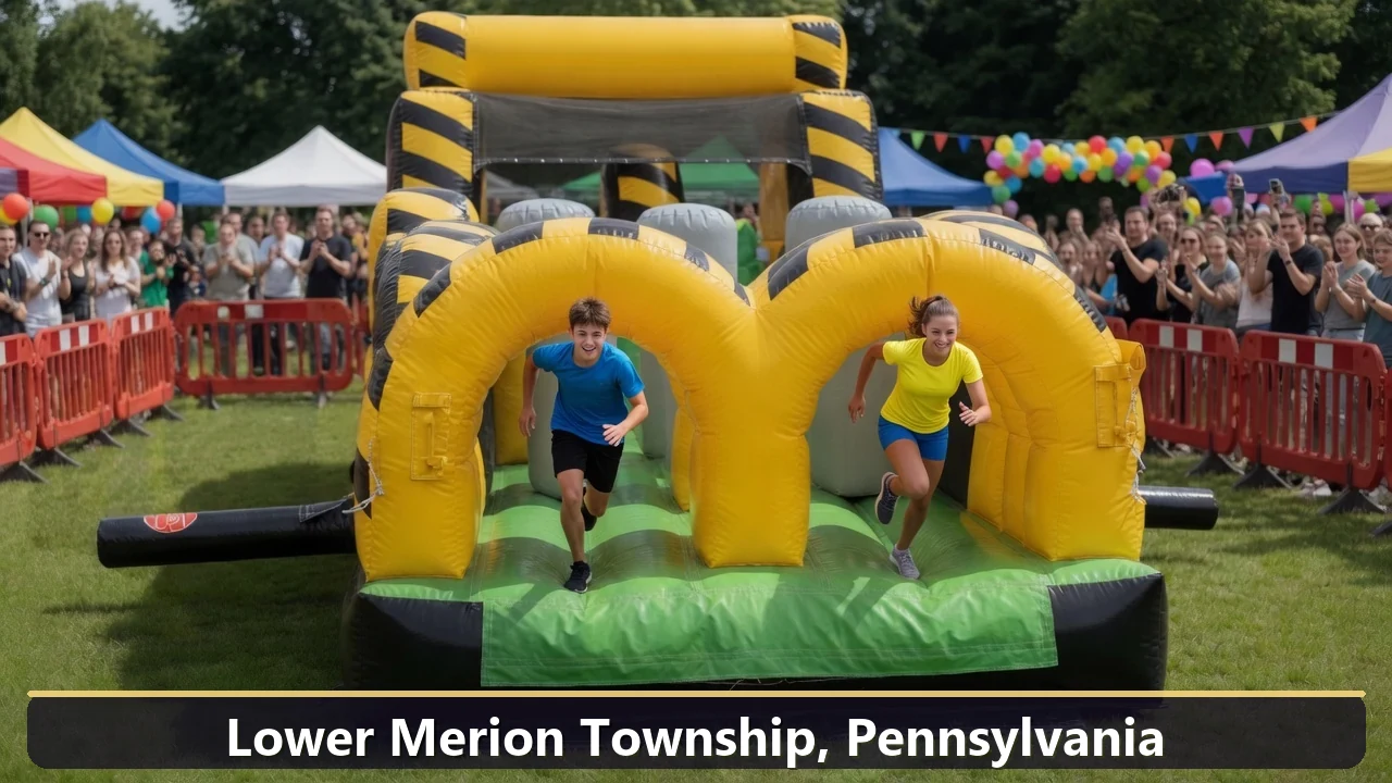 Inflatable obstacle course rental for events in Lower Merion Township, Pennsylvania