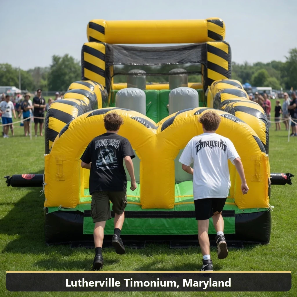 Inflatable obstacle course rental for events in Lutherville Timonium, Maryland