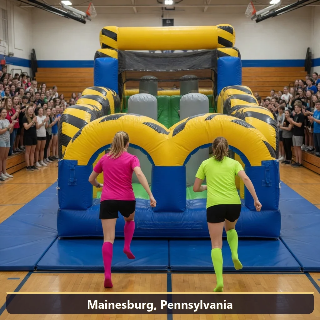 Inflatable obstacle course rental for events in Mainesburg, Pennsylvania