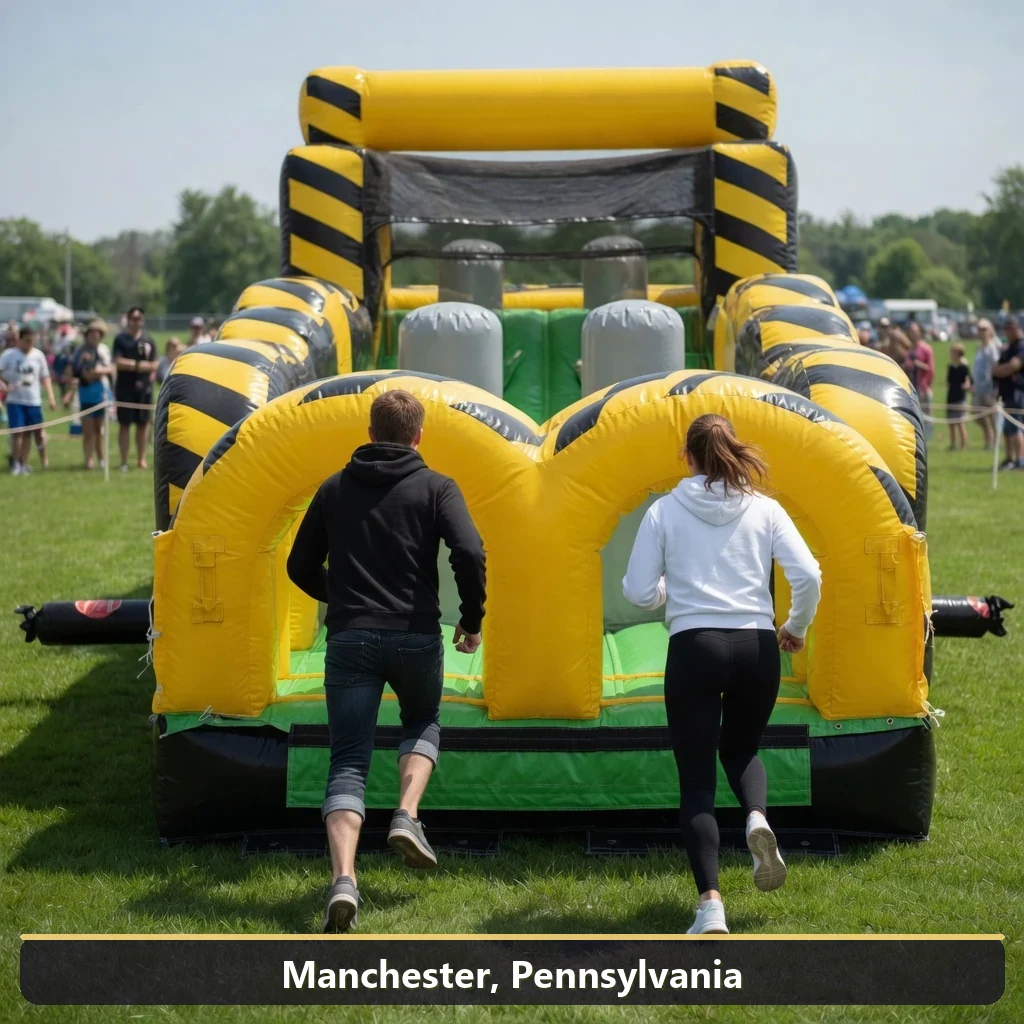 Inflatable obstacle course rental for events in Manchester, Pennsylvania