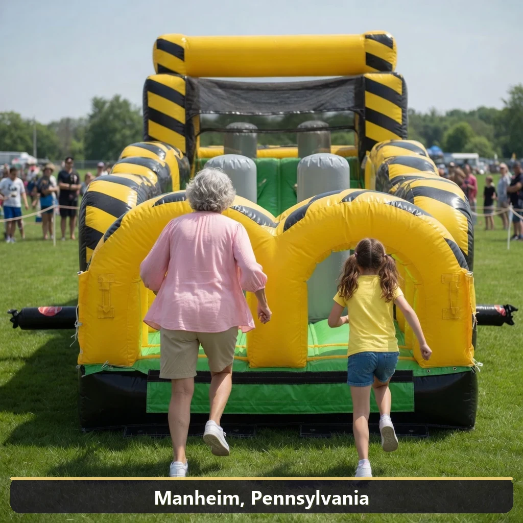 Inflatable obstacle course rental for events in Manheim, Pennsylvania