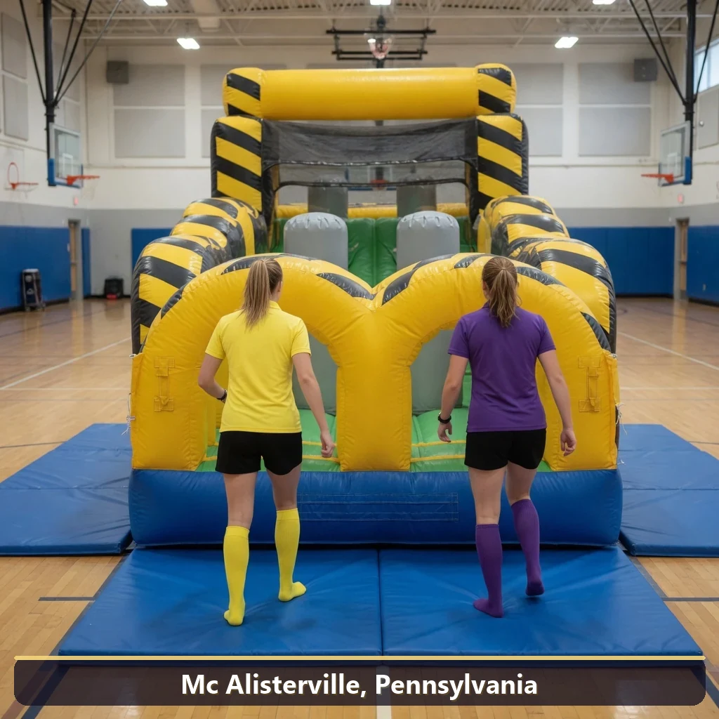 Inflatable obstacle course rental for events in Mc Alisterville, Pennsylvania