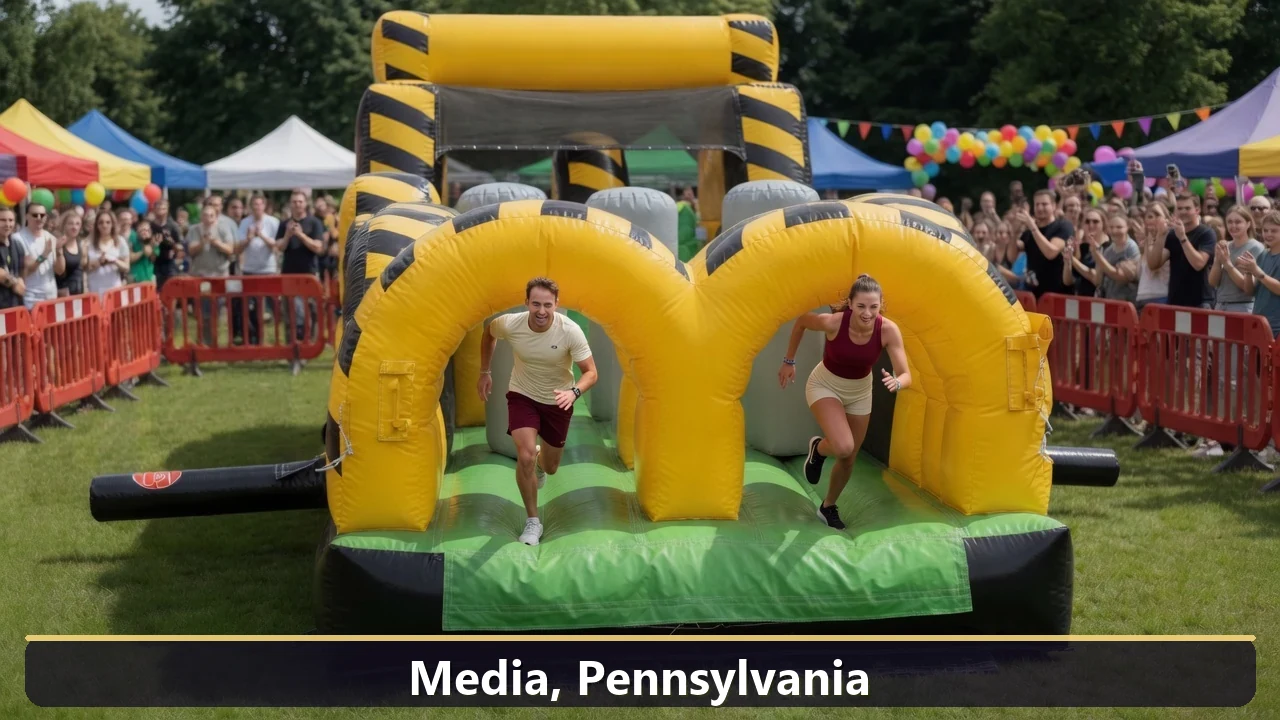 Inflatable obstacle course rental for events in Media, Pennsylvania