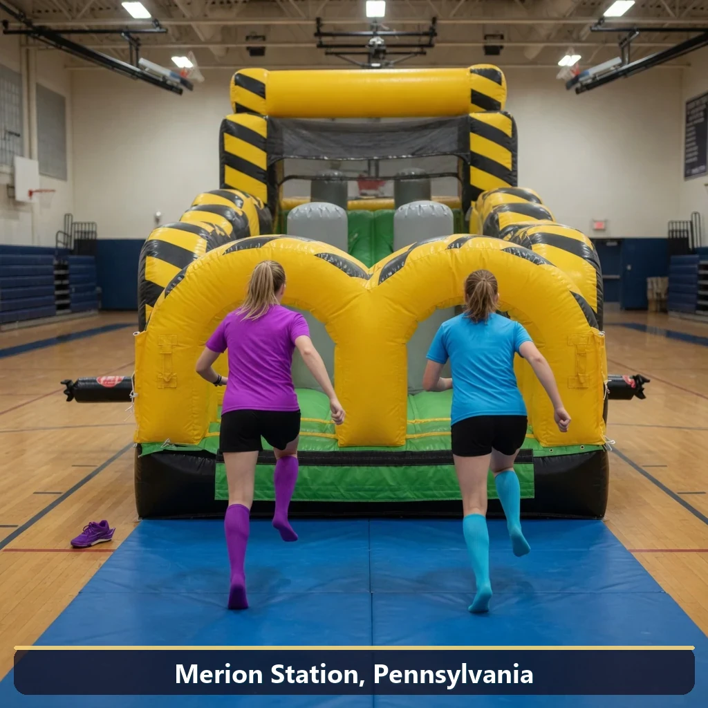 Inflatable obstacle course rental for events in Merion Station, Pennsylvania