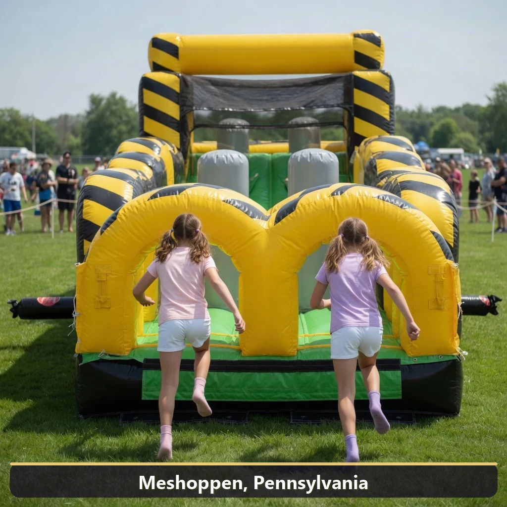 Inflatable obstacle course rental for events in Meshoppen, Pennsylvania