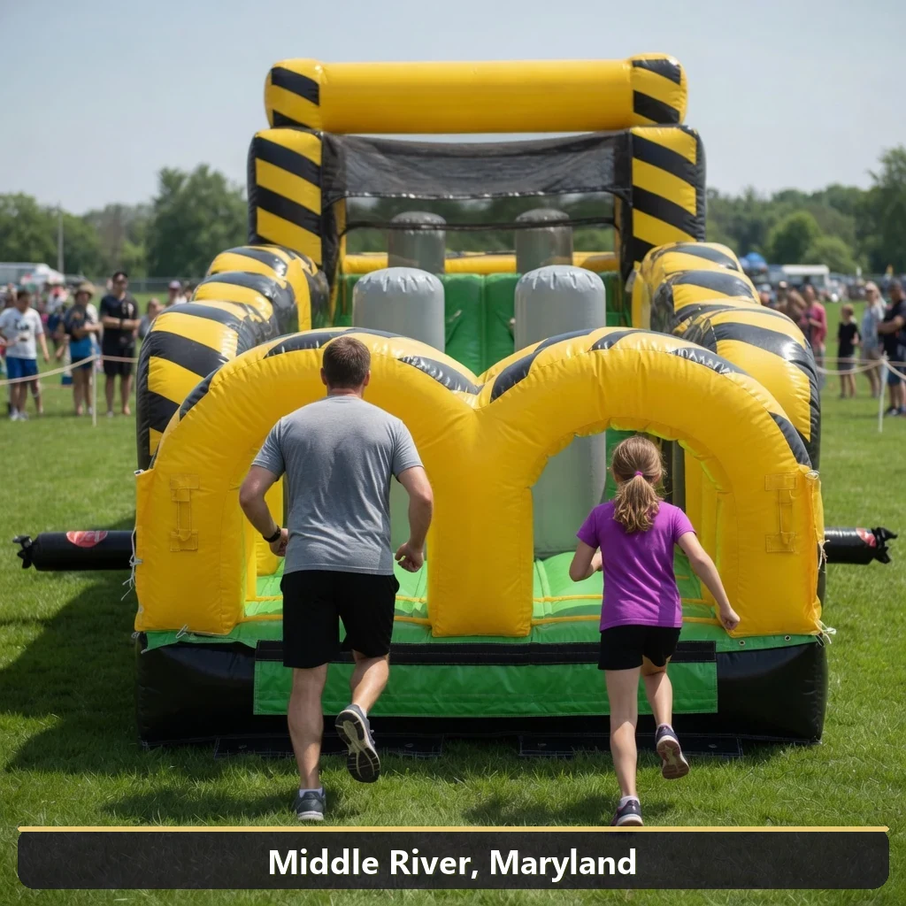 Inflatable obstacle course rental for events in Middle River, Maryland