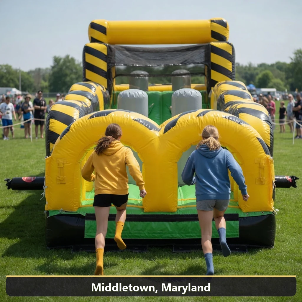 Inflatable obstacle course rental for events in Middletown, Maryland