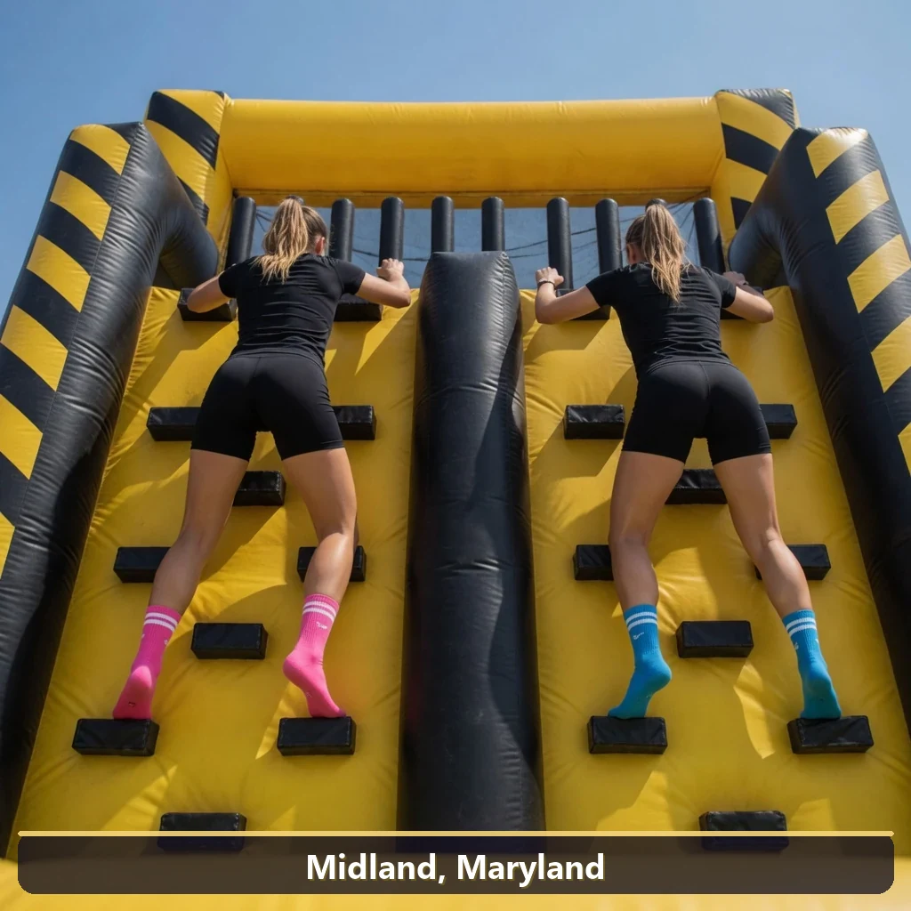 Inflatable obstacle course rental for events in Midland, Maryland