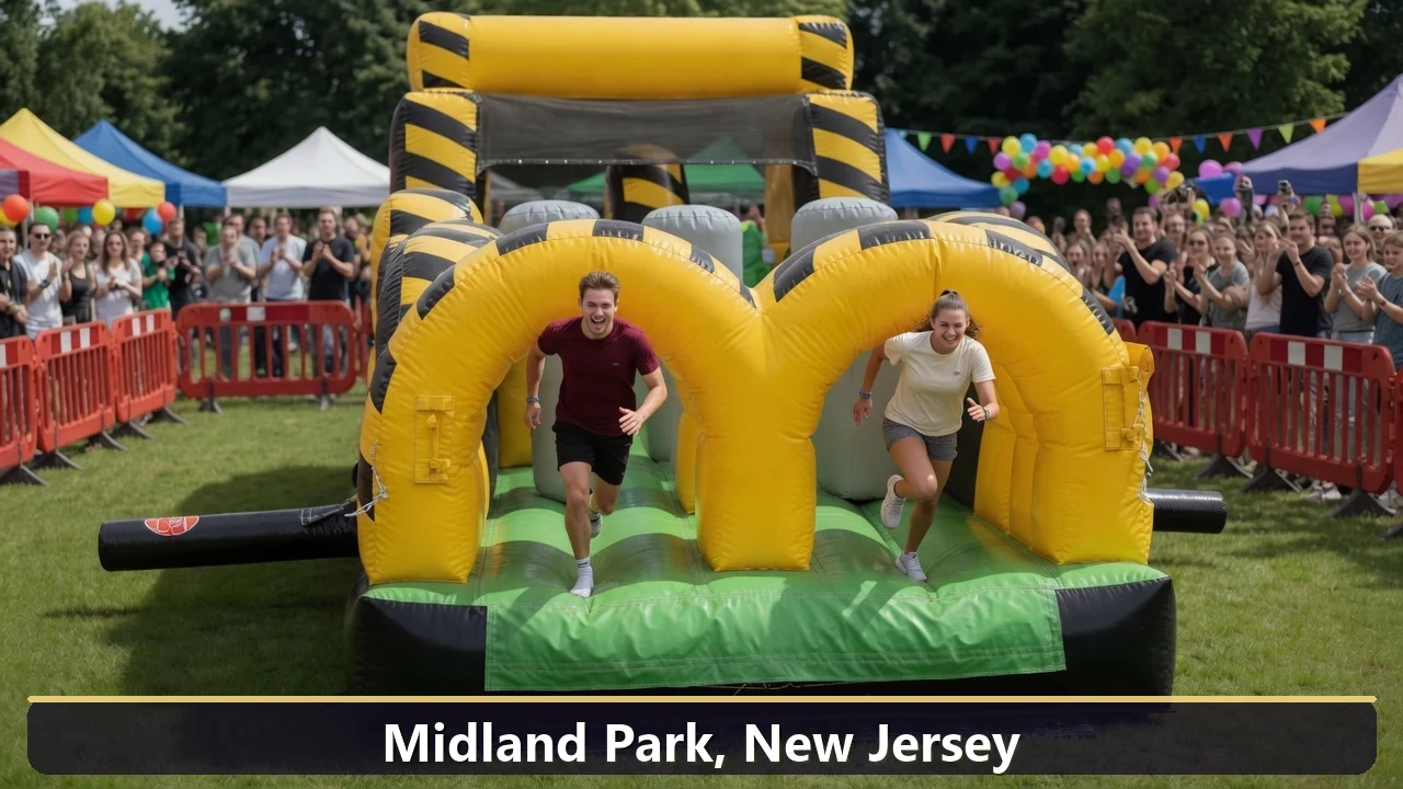 Inflatable obstacle course rental for events in Midland Park, New Jersey