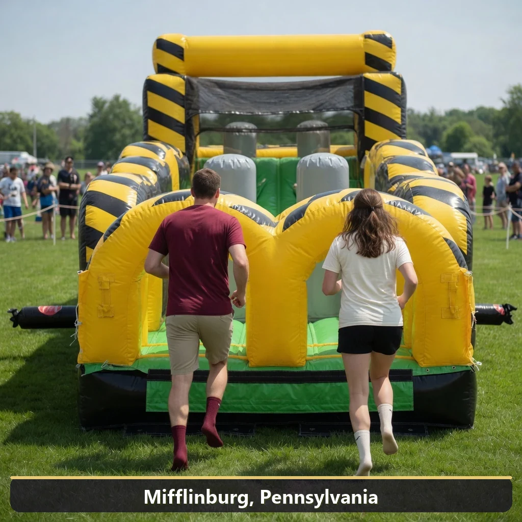 Inflatable obstacle course rental for events in Mifflinburg, Pennsylvania