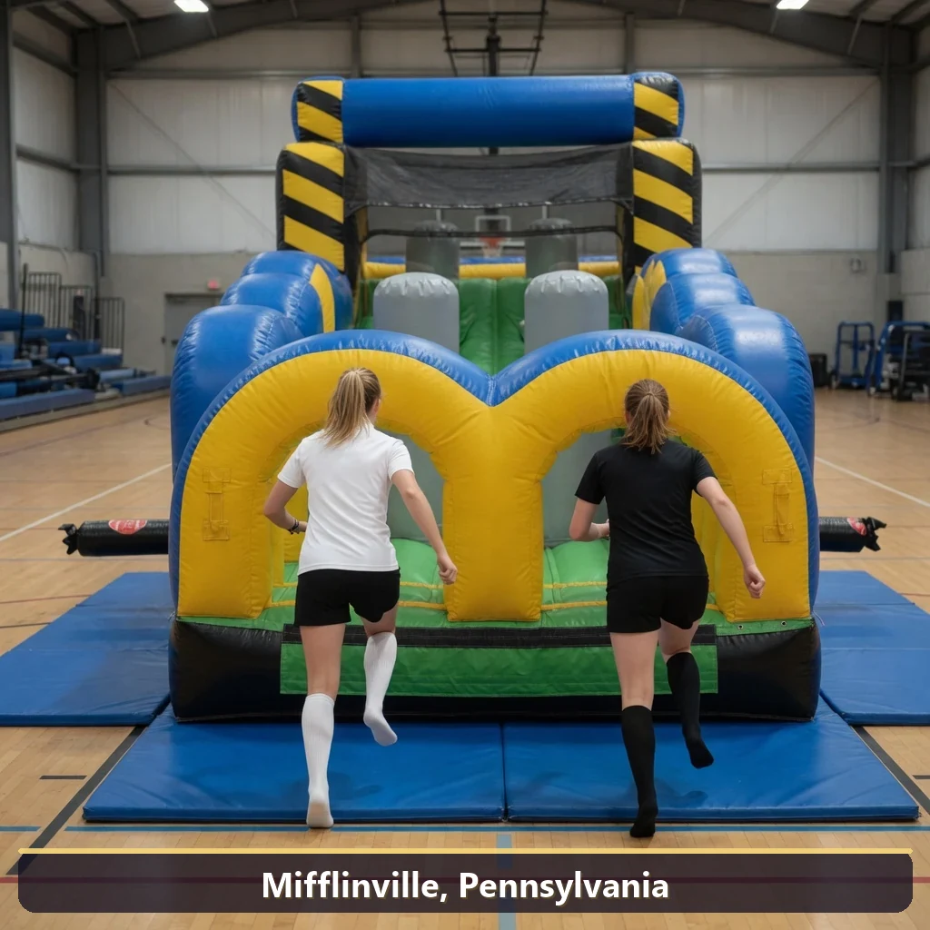 Inflatable obstacle course rental for events in Mifflinville, Pennsylvania