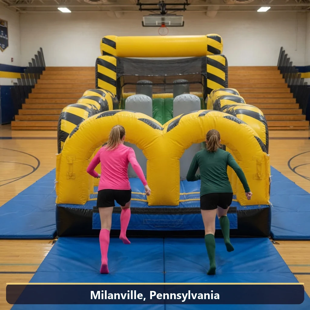 Inflatable obstacle course rental for events in Milanville, Pennsylvania