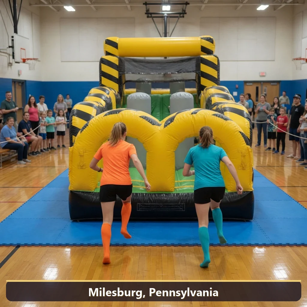 Inflatable obstacle course rental for events in Milesburg, Pennsylvania