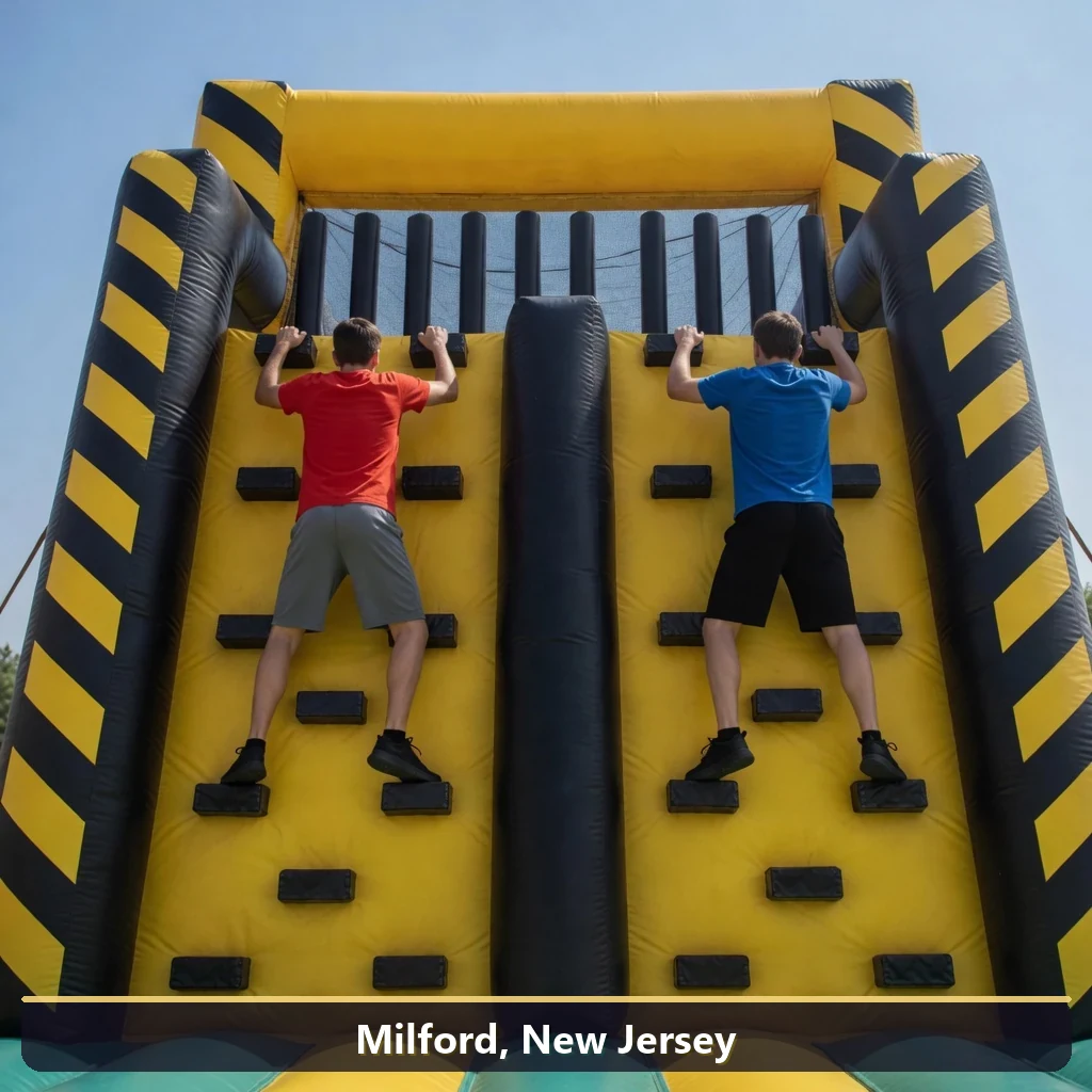 Inflatable obstacle course rental for events in Milford, New Jersey