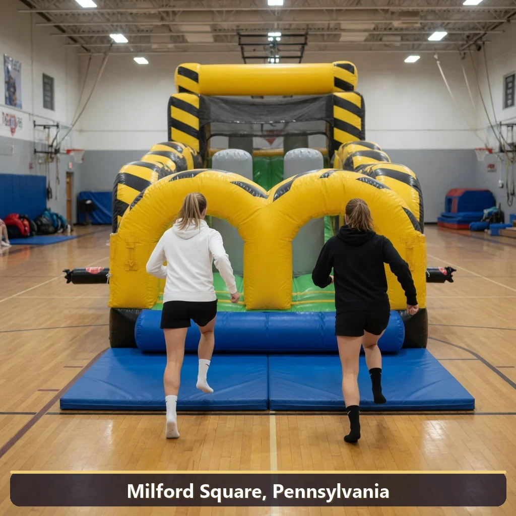 Inflatable obstacle course rental for events in Milford Square, Pennsylvania