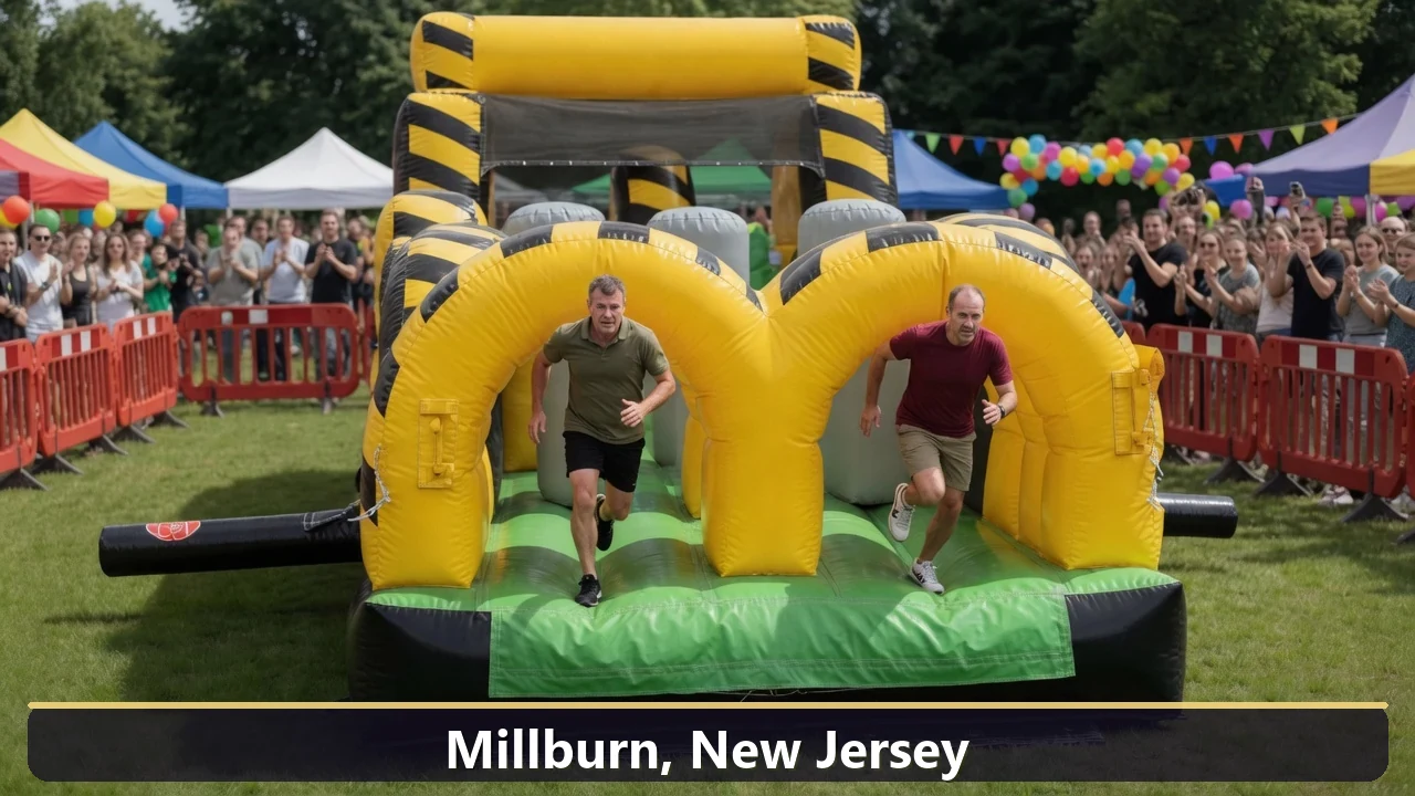 Inflatable obstacle course rental for events in Millburn, New Jersey