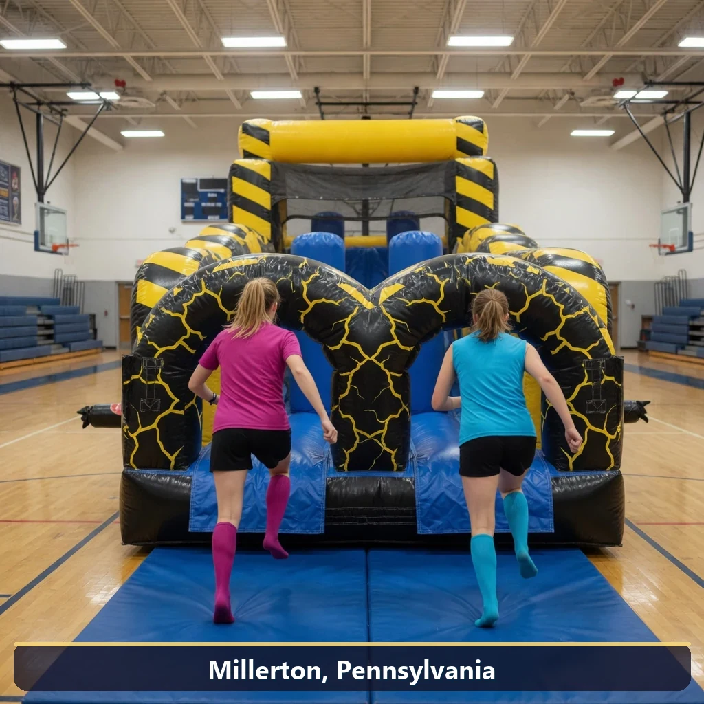 Inflatable obstacle course rental for events in Millerton, Pennsylvania