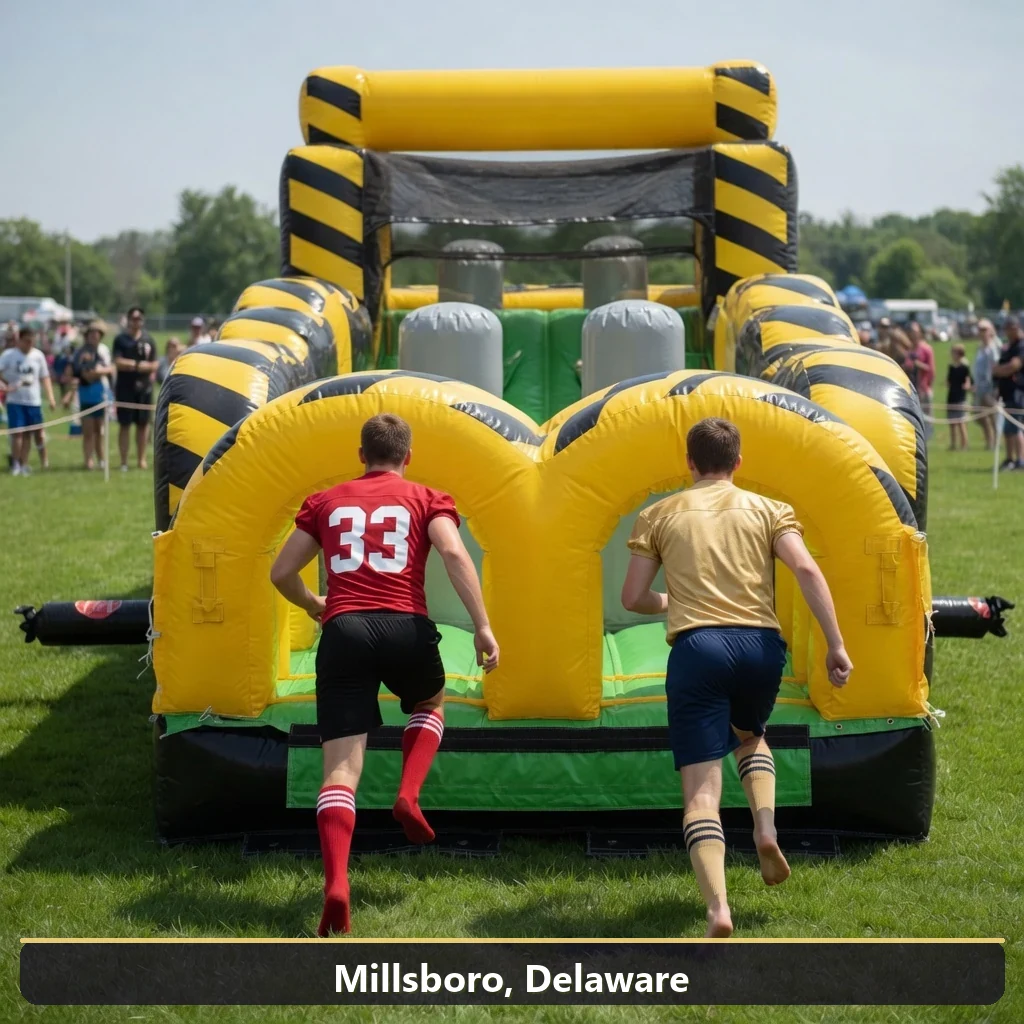 Inflatable obstacle course rental for events in Millsboro, Delaware