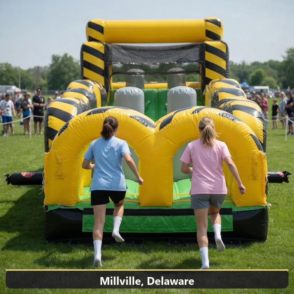 Inflatable obstacle course rental for events in Millville, Delaware