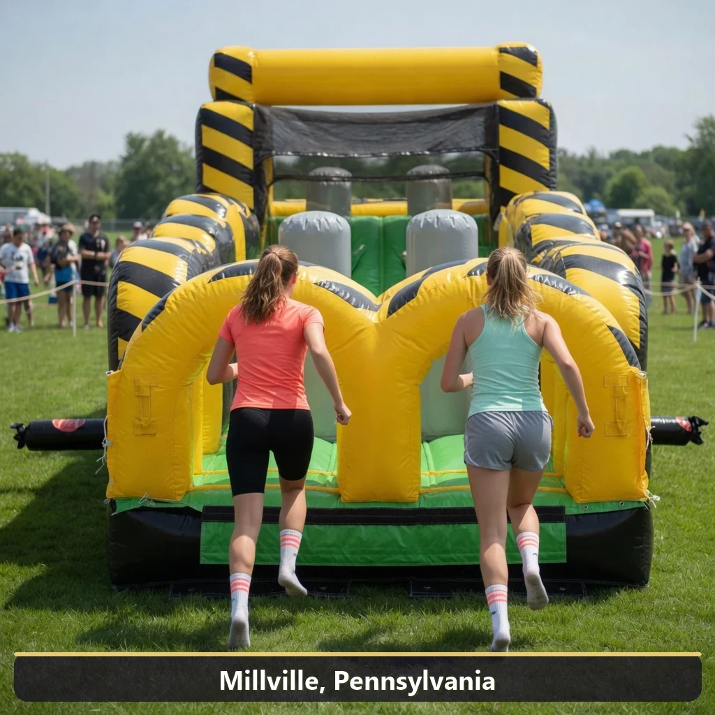 Inflatable obstacle course rental for events in Millville, Pennsylvania