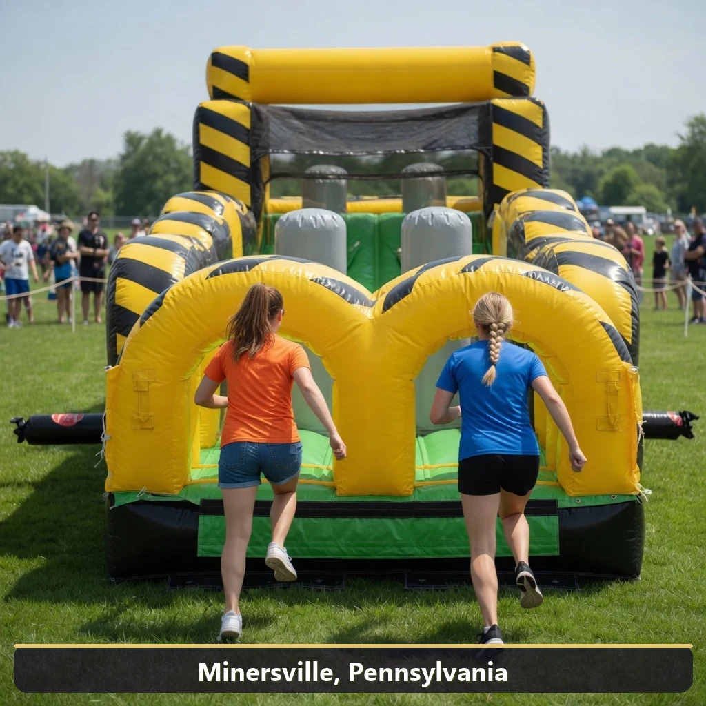 Inflatable obstacle course rental for events in Minersville, Pennsylvania