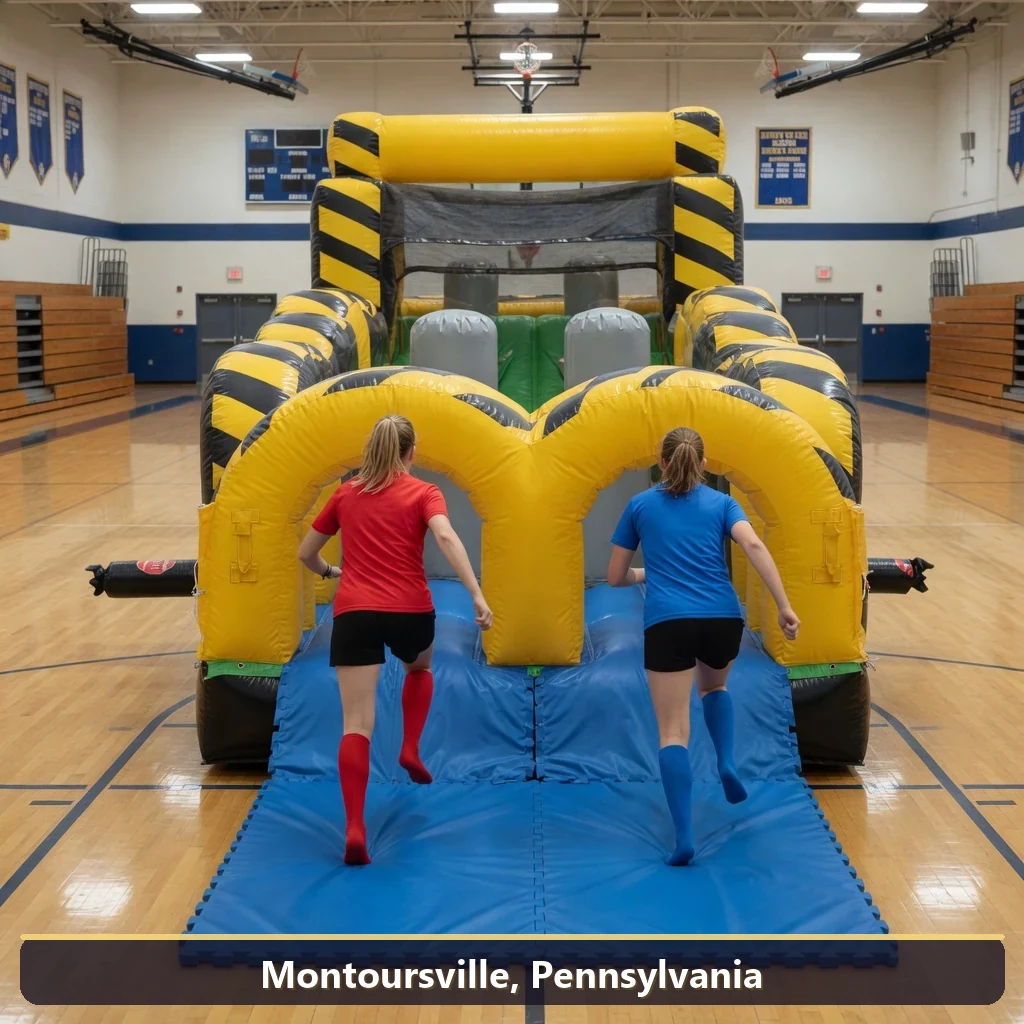 Inflatable obstacle course rental for events in Montoursville, Pennsylvania