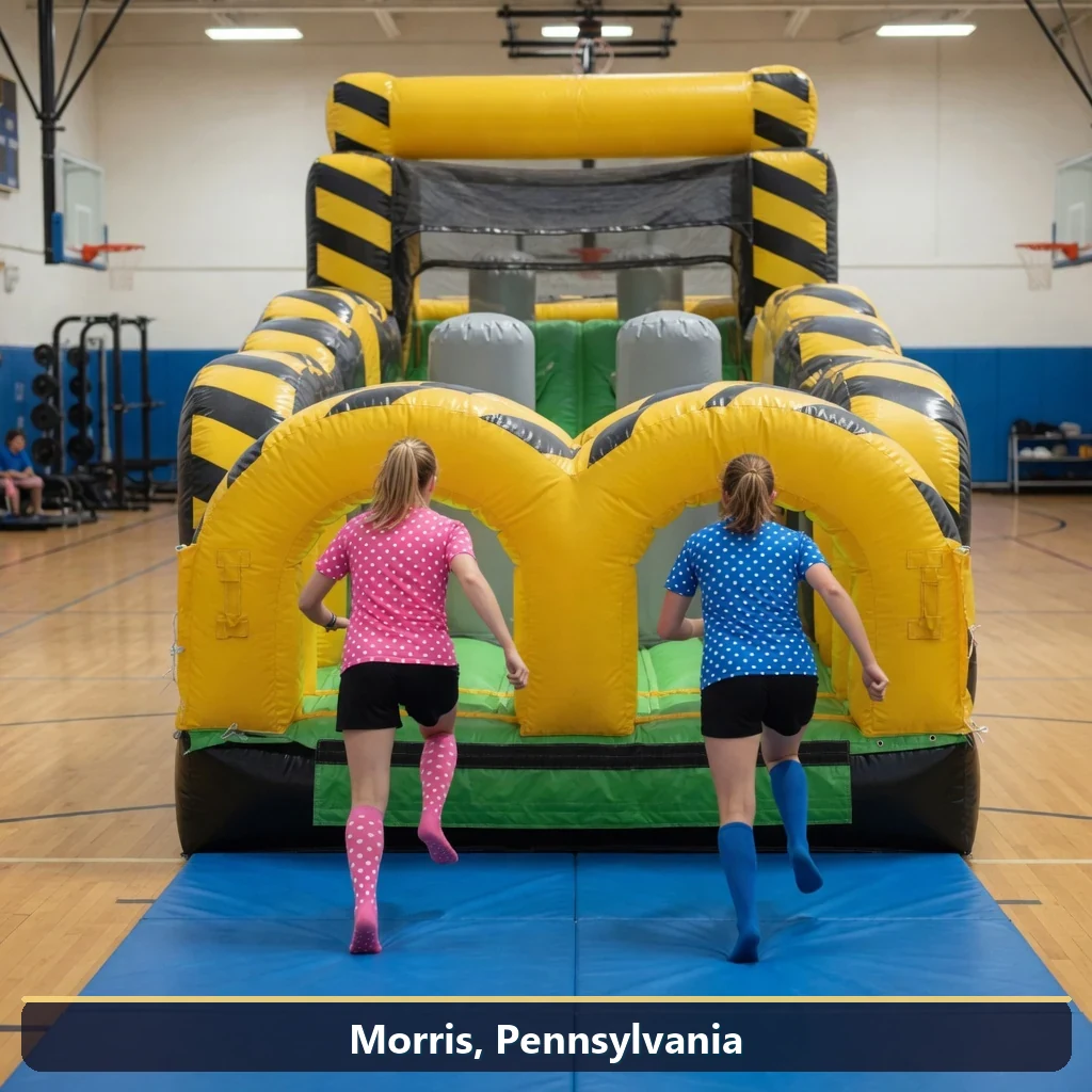 Inflatable obstacle course rental for events in Morris, Pennsylvania