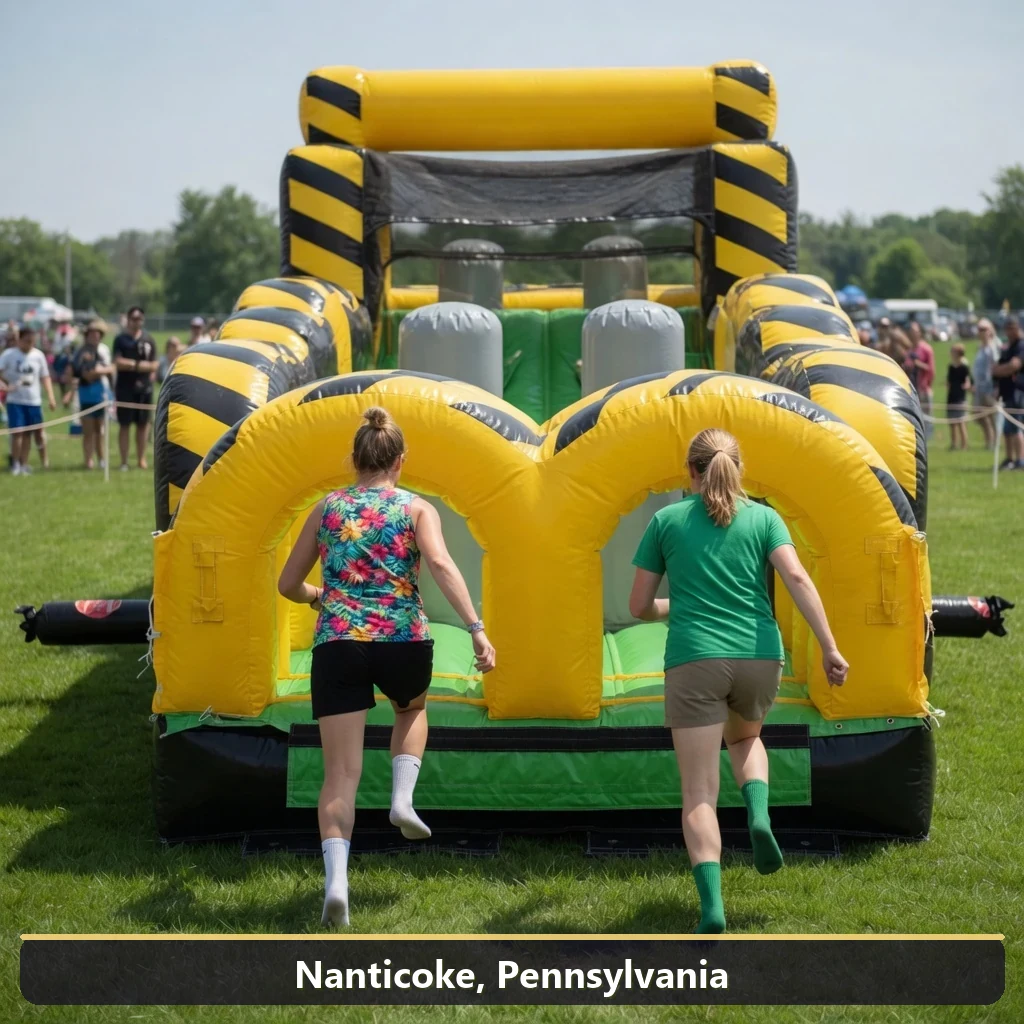 Inflatable obstacle course rental for events in Nanticoke, Pennsylvania