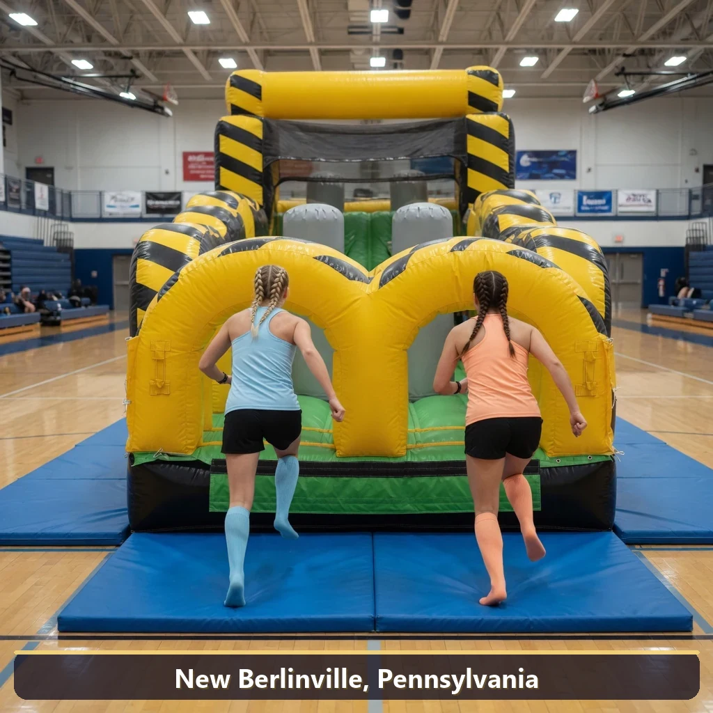 Inflatable obstacle course rental for events in New Berlinville, Pennsylvania