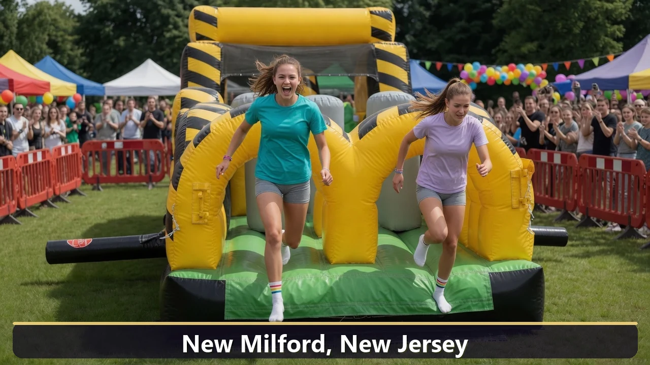 Inflatable obstacle course rental for events in New Milford, New Jersey