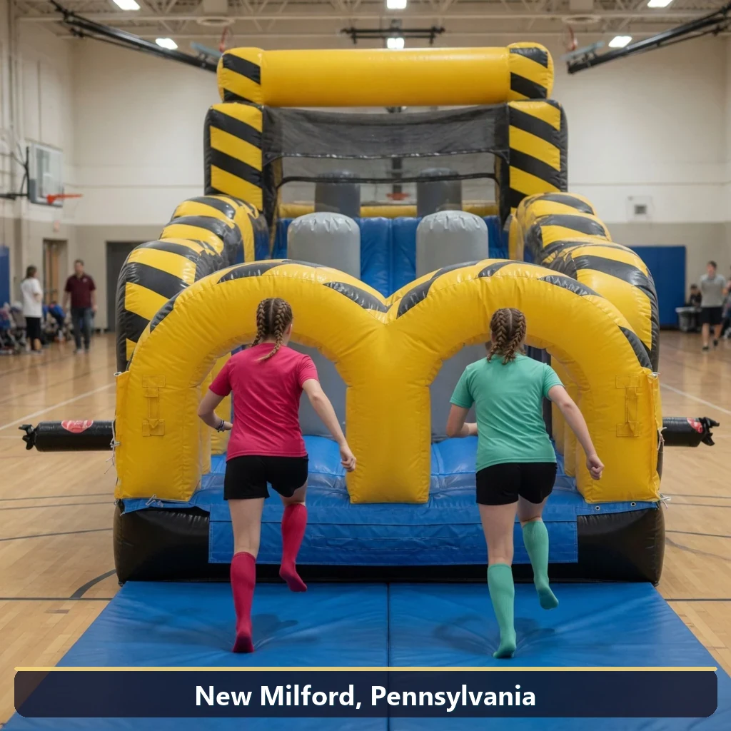 Inflatable obstacle course rental for events in New Milford, Pennsylvania