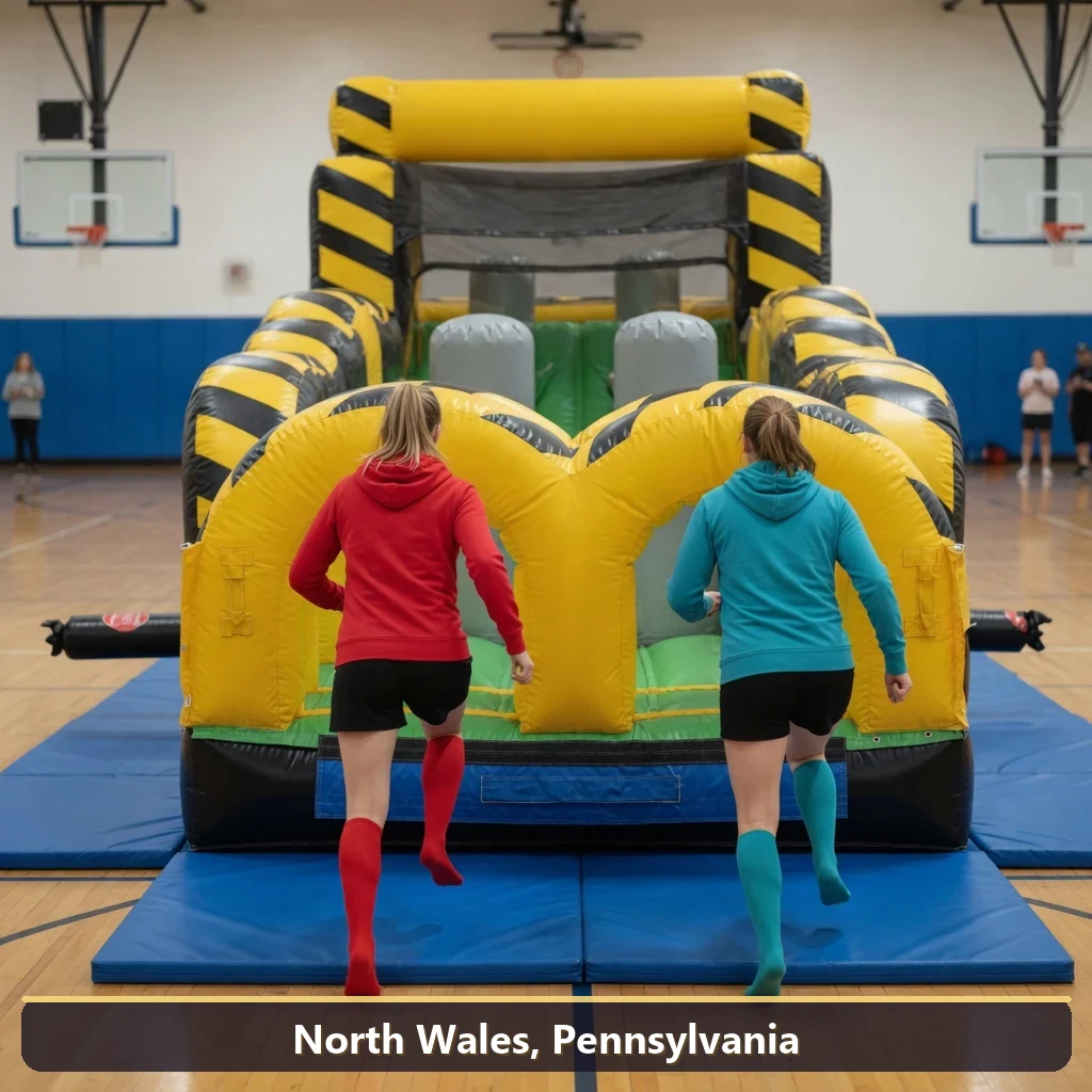 Inflatable obstacle course rental for events in North Wales, Pennsylvania