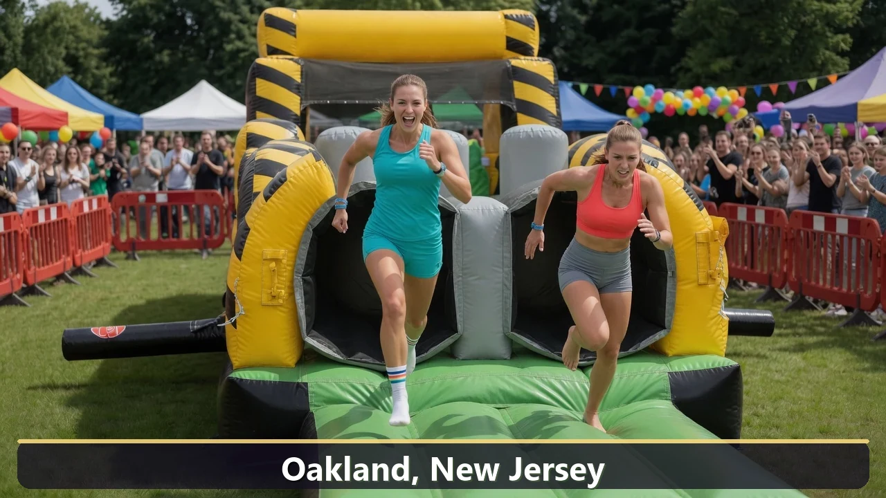 Inflatable obstacle course rental for events in Oakland, New Jersey