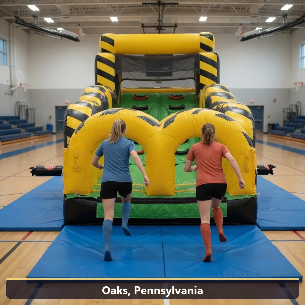 Inflatable obstacle course rental for events in Oaks, Pennsylvania