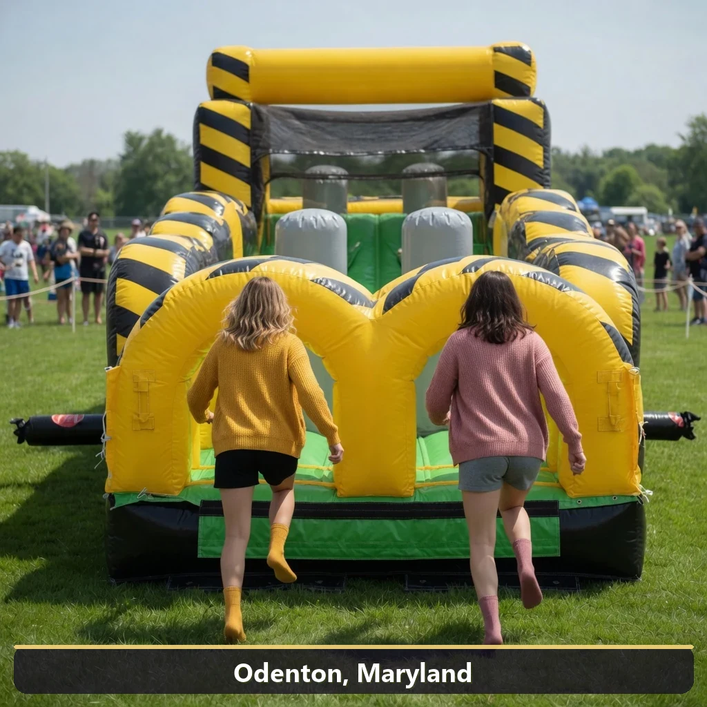Inflatable obstacle course rental for events in Odenton, Maryland
