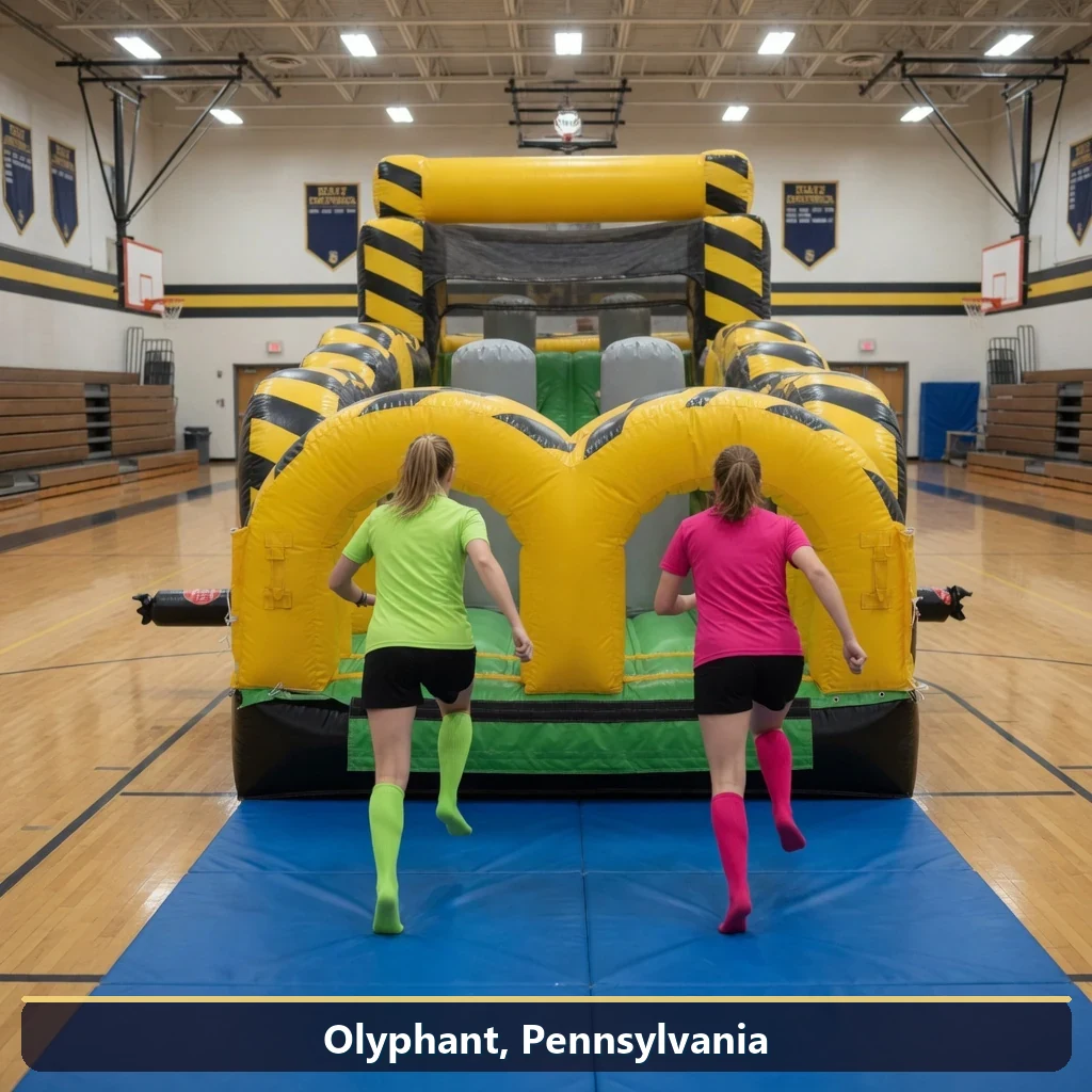Inflatable obstacle course rental for events in Olyphant, Pennsylvania
