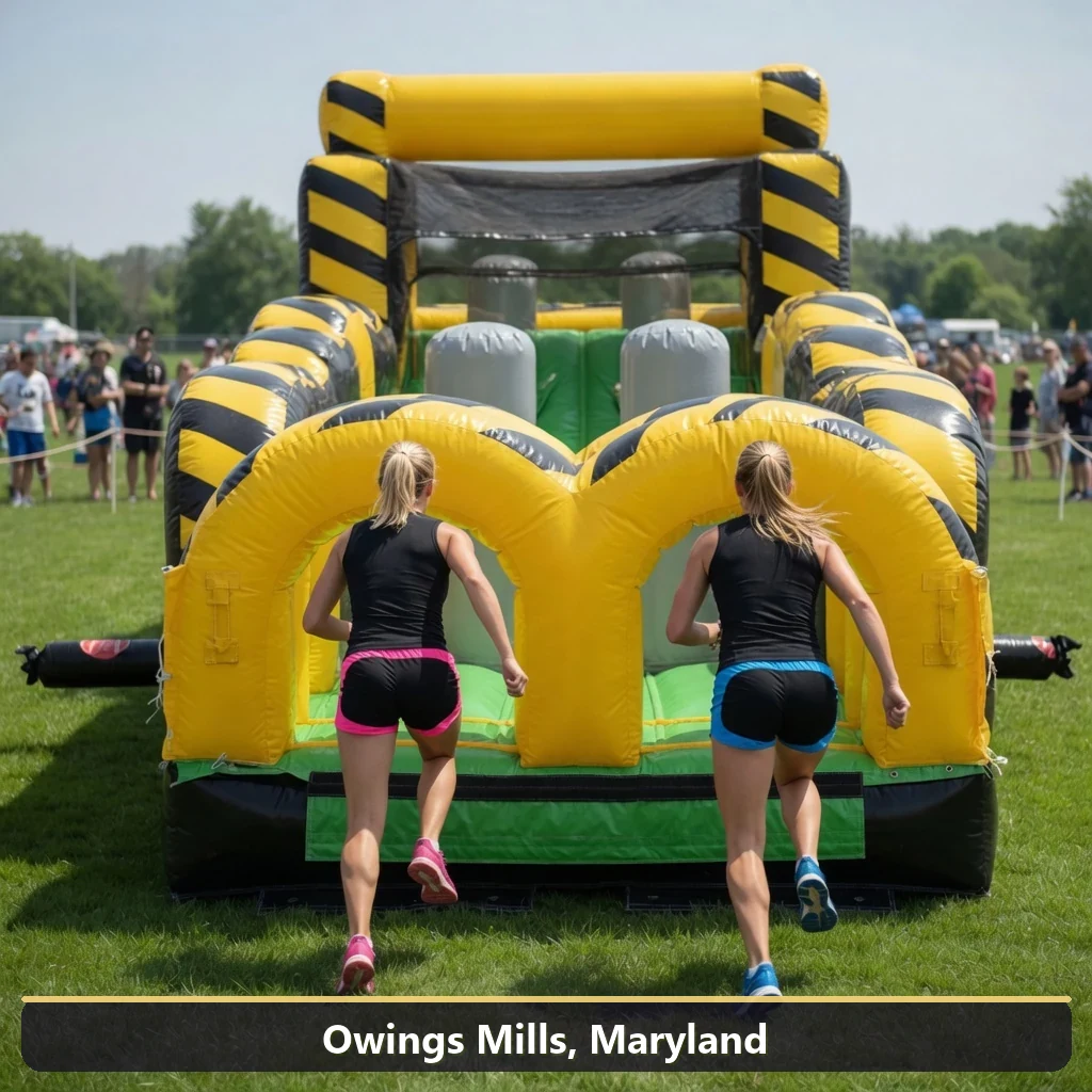 Inflatable obstacle course rental for events in Owings Mills, Maryland