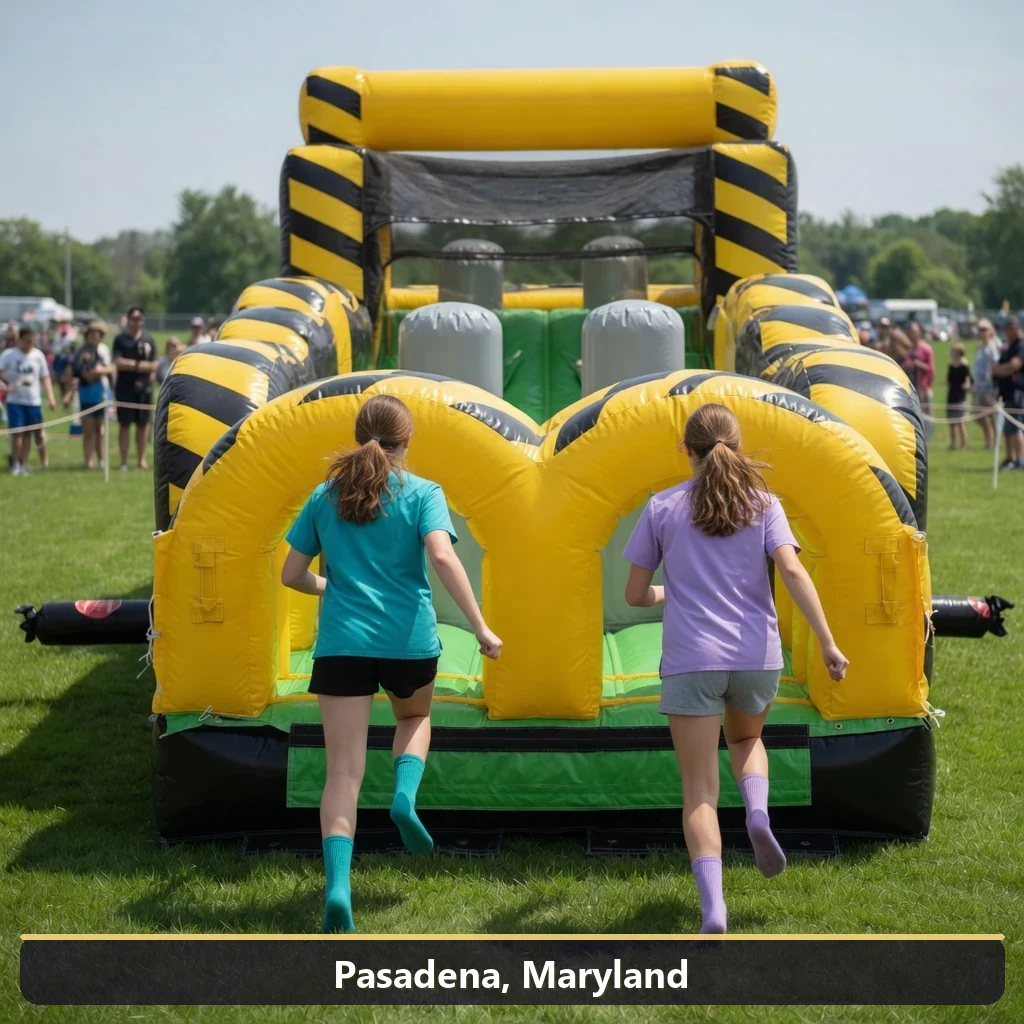 Inflatable obstacle course rental for events in Pasadena, Maryland