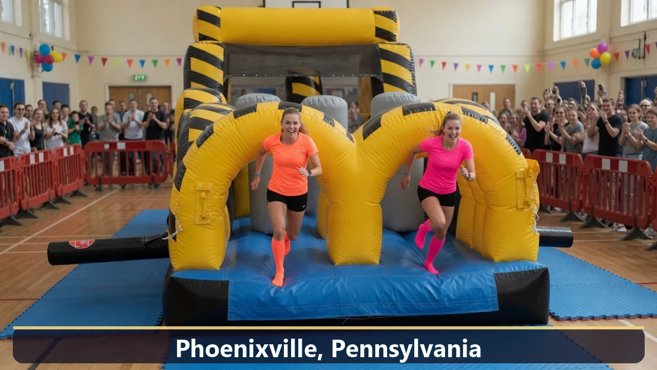 Inflatable obstacle course rental for events in Phoenixville, Pennsylvania
