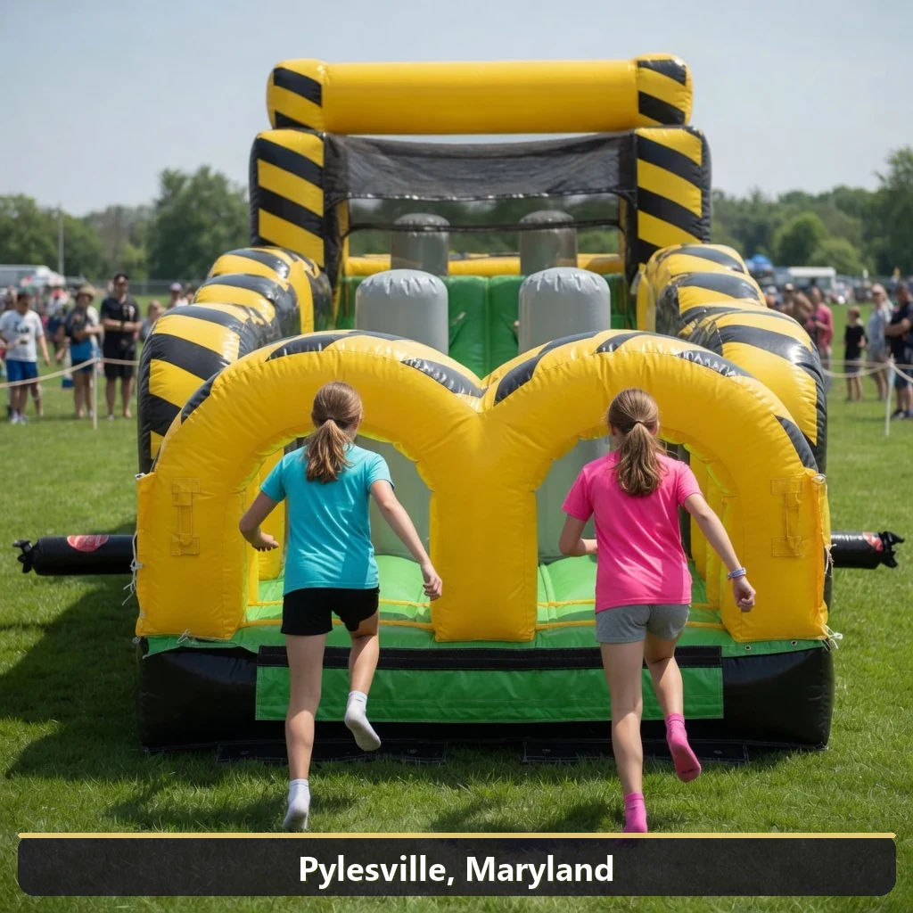 Inflatable obstacle course rental for events in Pylesville, Maryland
