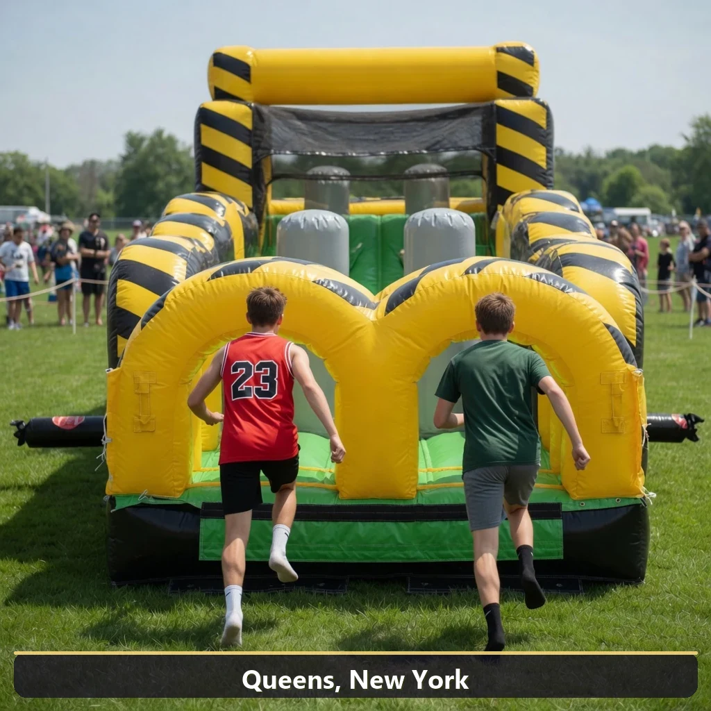 Inflatable obstacle course rental for events in Queens, New York